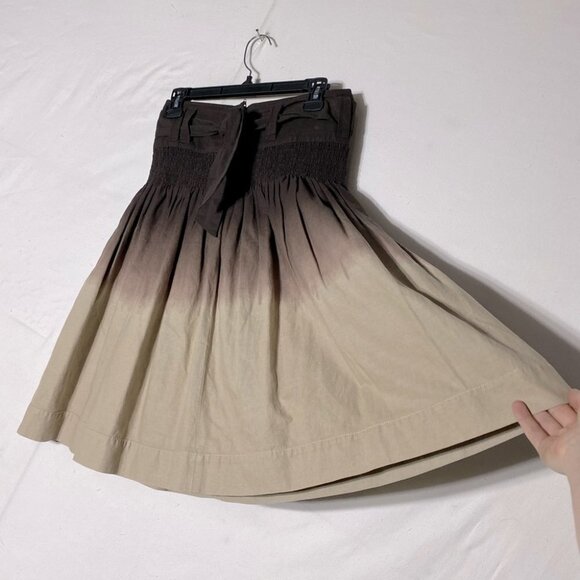 Effeti Moda Brown Tan Ombre Pleated Linen Skirt 4 - Picture 14 of 16